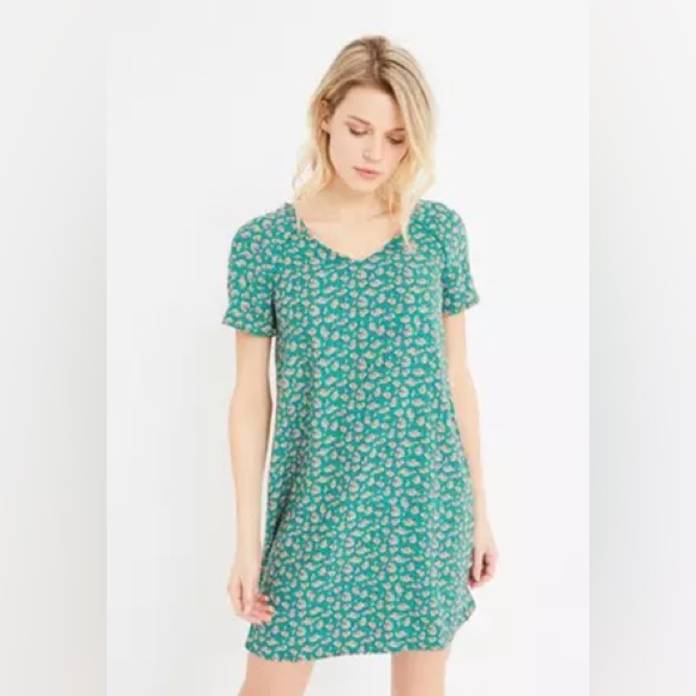 🇫🇷 Promod Floral Green Understated Dress-XS- NWOT